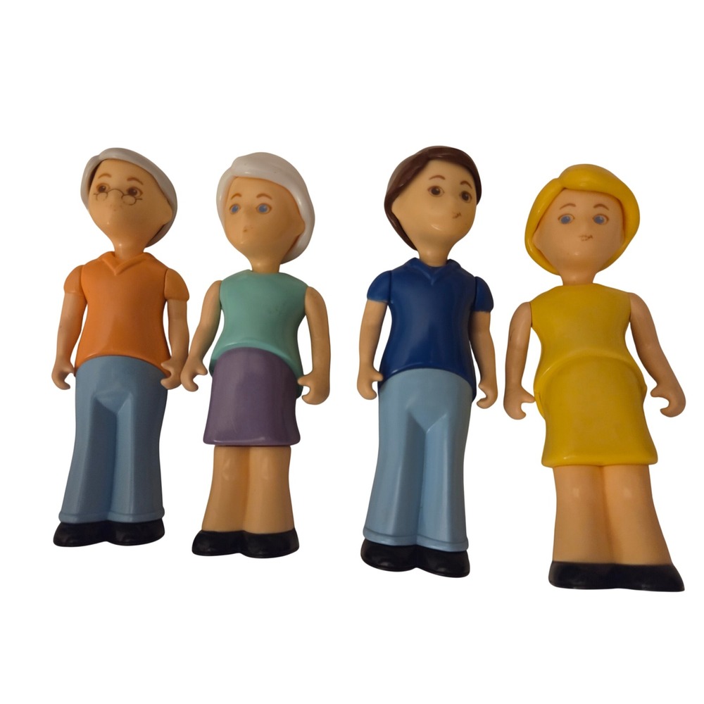 Little Tikes Family Figures Vintage Grandpa Grandma Dad Mom Plastic Dollhouse EX